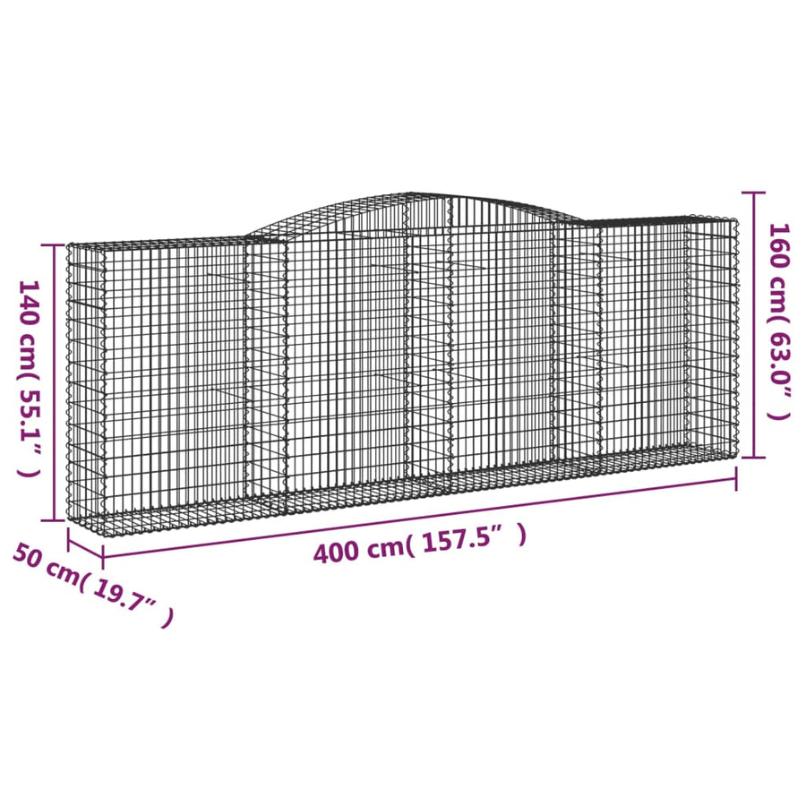 Schanskorven 2 st gewelfd 400x50x140/160 cm ijzer 2 400 x 50 x 140/160 cm