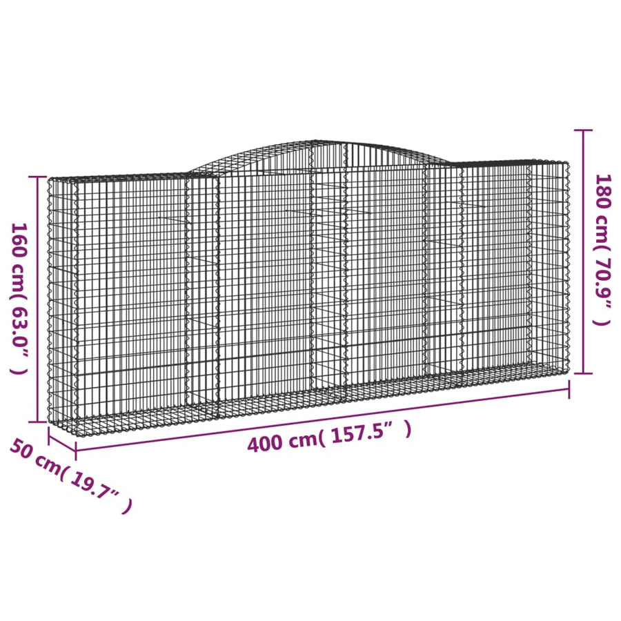 Schanskorven 4 st gewelfd 400x50x160/180 cm ijzer 4 400 x 50 x 160/180 cm
