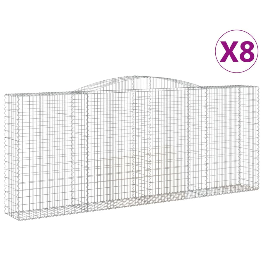 Schanskorven 8 st gewelfd 400x50x160/180 cm ijzer 8 400 x 50 x 160/180 cm