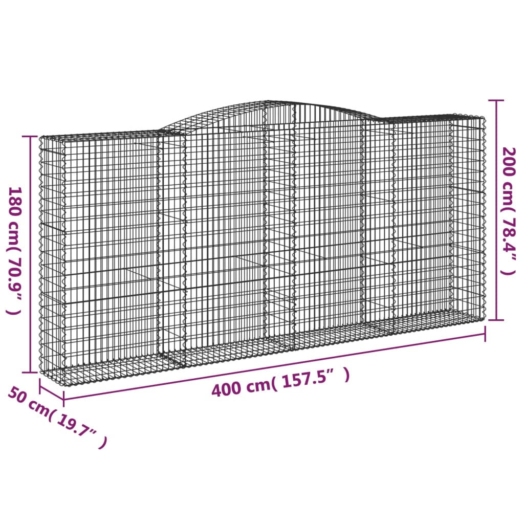 Schanskorven 3 st gewelfd 400x50x180/200 cm ijzer 3 400 x 50 x 180/200 cm