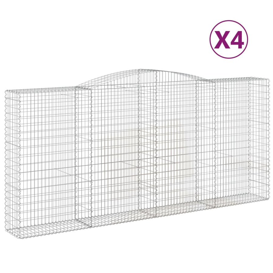 Schanskorven 4 st gewelfd 400x50x180/200 cm ijzer 4 400 x 50 x 180/200 cm
