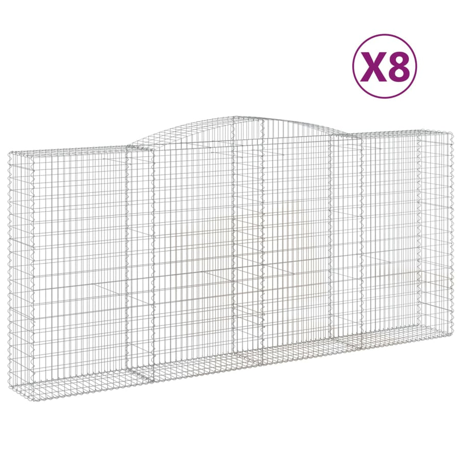 Schanskorven 8 st gewelfd 400x50x180/200 cm ijzer 8 400 x 50 x 180/200 cm