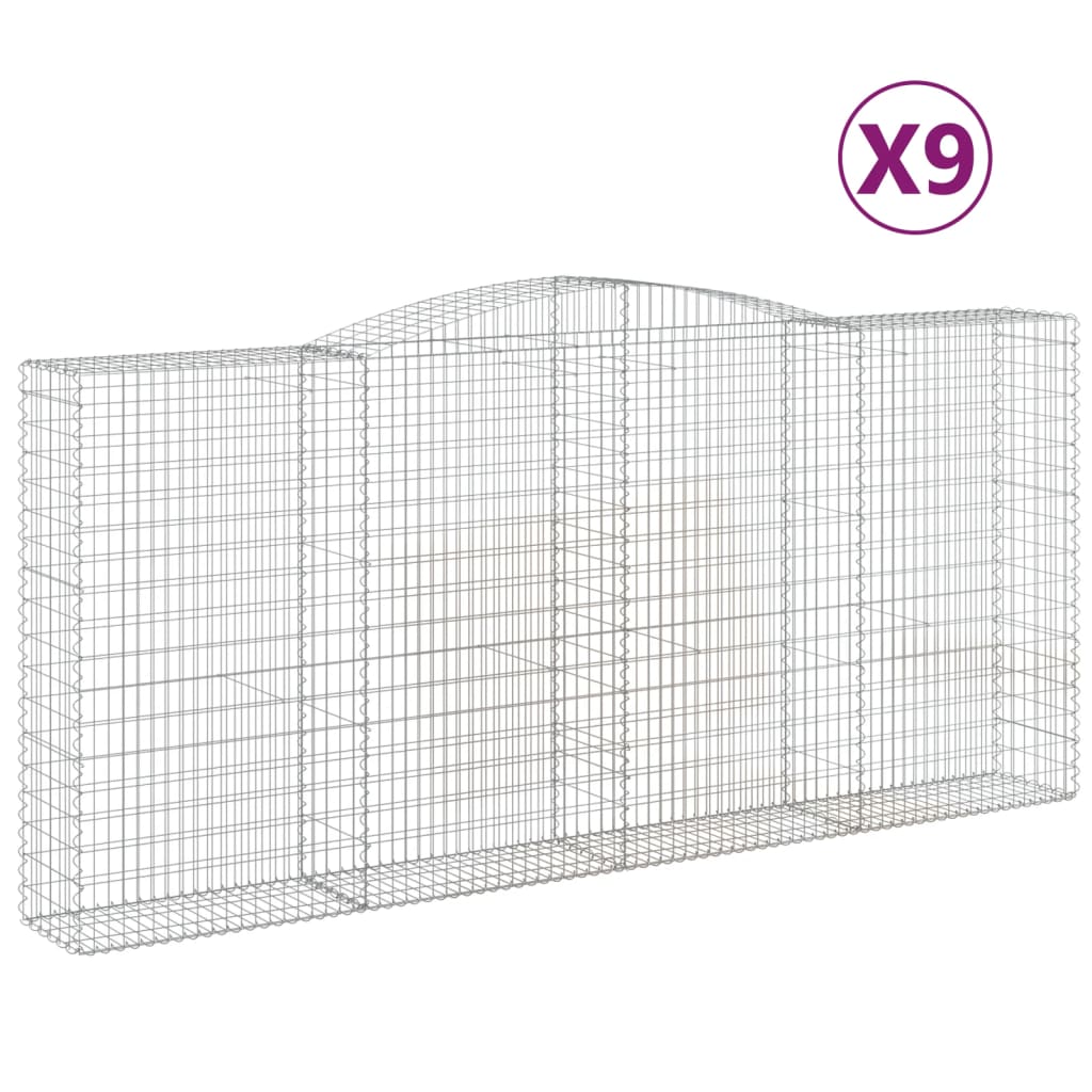 Schanskorven 9 st gewelfd 400x50x180/200 cm ijzer 9 400 x 50 x 180/200 cm