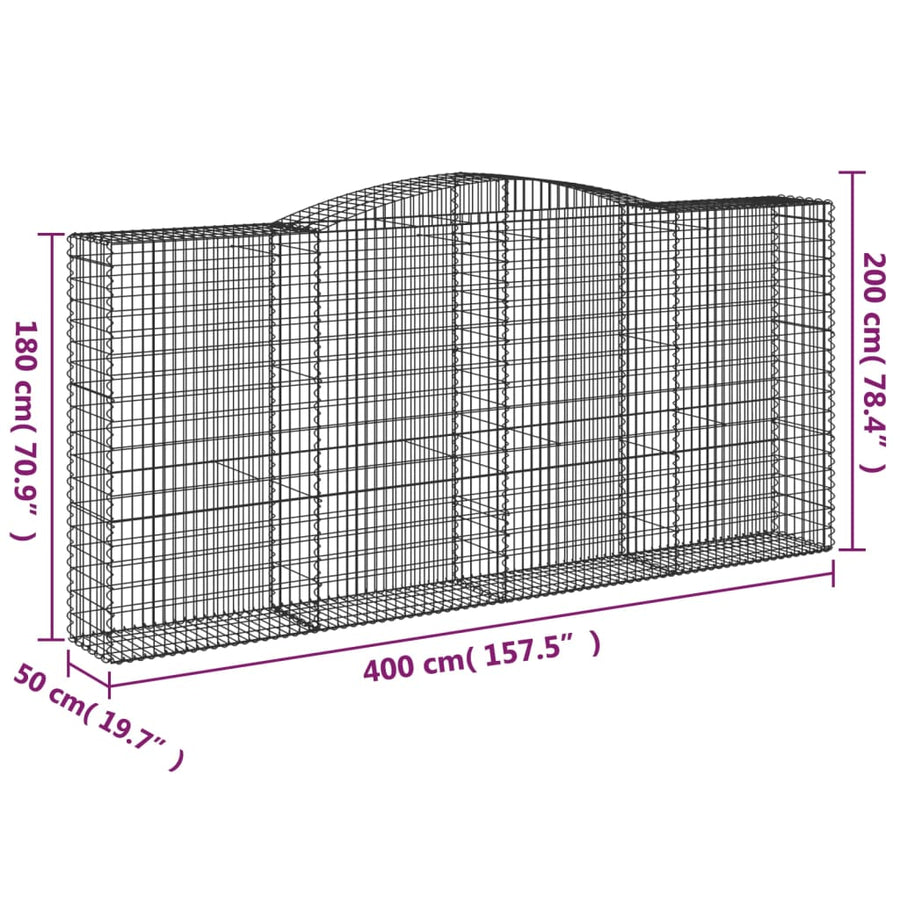 Schanskorven 9 st gewelfd 400x50x180/200 cm ijzer 9 400 x 50 x 180/200 cm