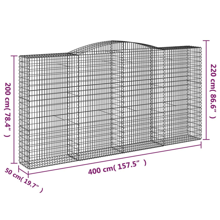 Schanskorven 2 st gewelfd 400x50x200/220 cm ijzer 2 400 x 50 x 200/220 cm