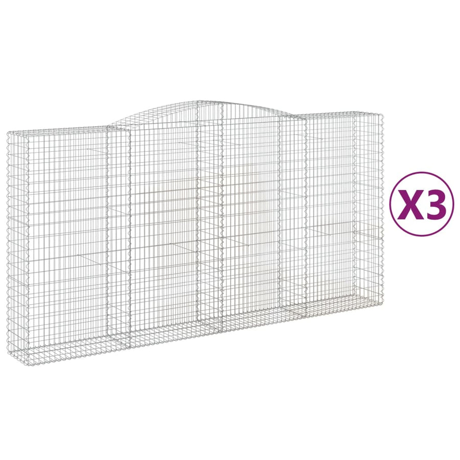 Schanskorven 3 st gewelfd 400x50x200/220 cm ijzer 3 400 x 50 x 200/220 cm