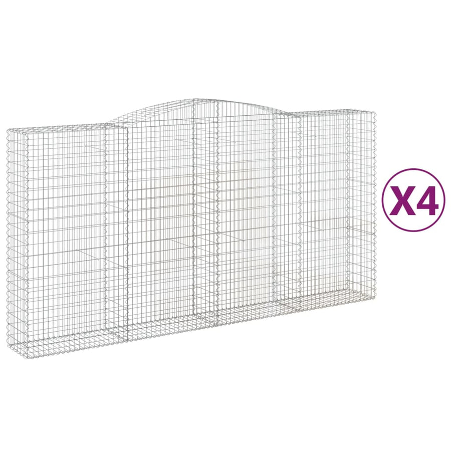 Schanskorven 4 st gewelfd 400x50x200/220 cm ijzer 4 400 x 50 x 200/220 cm