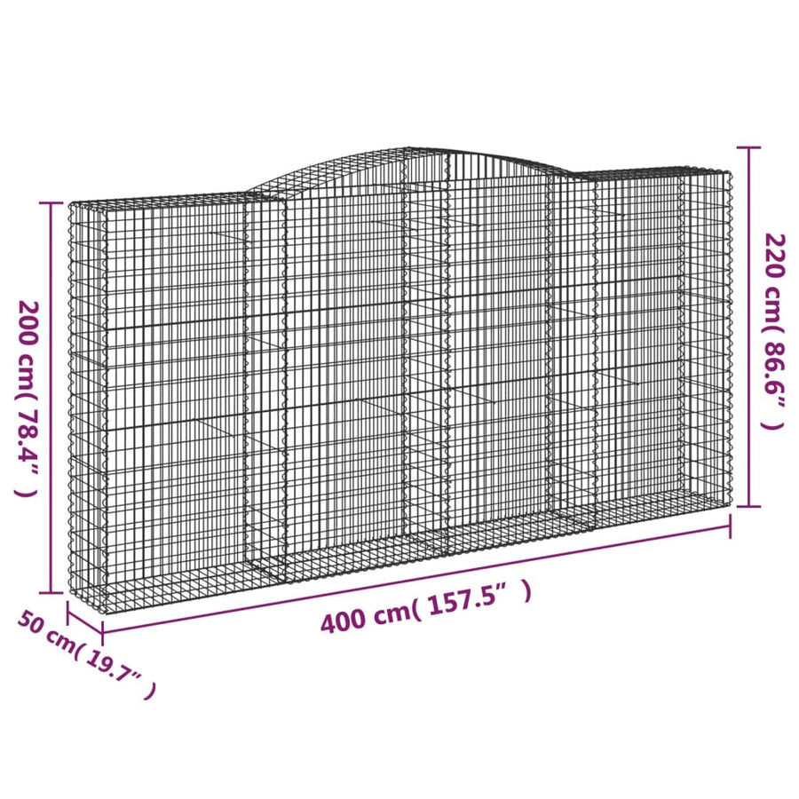 Schanskorven 5 st gewelfd 400x50x200/220 cm ijzer 5 400 x 50 x 200/220 cm