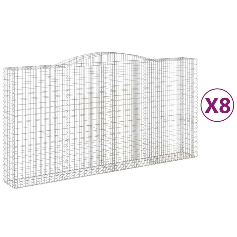 Schanskorven 8 st gewelfd 400x50x200/220 cm ijzer 8 400 x 50 x 200/220 cm