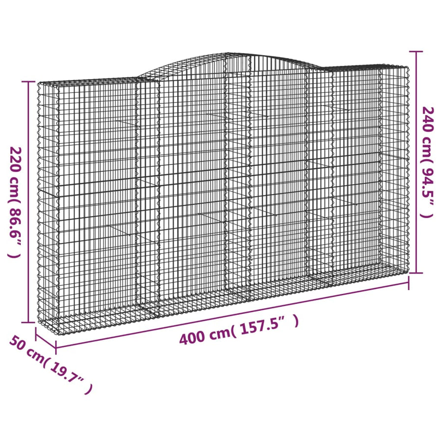 Schanskorven 4 st gewelfd 400x50x220/240 cm ijzer 4 400 x 50 x 220/240 cm