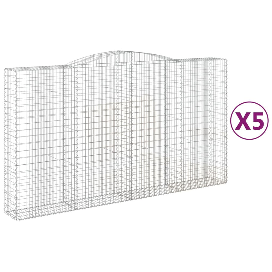 Schanskorven 5 st gewelfd 400x50x220/240 cm ijzer 5 400 x 50 x 220/240 cm