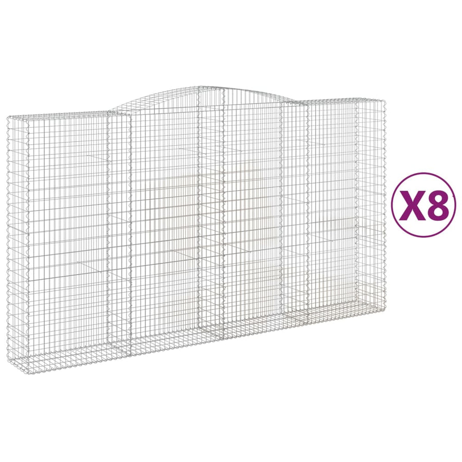 Schanskorven 8 st gewelfd 400x50x220/240 cm ijzer 8 400 x 50 x 220/240 cm