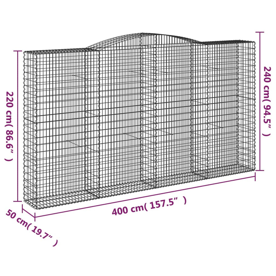 Schanskorven 8 st gewelfd 400x50x220/240 cm ijzer 8 400 x 50 x 220/240 cm
