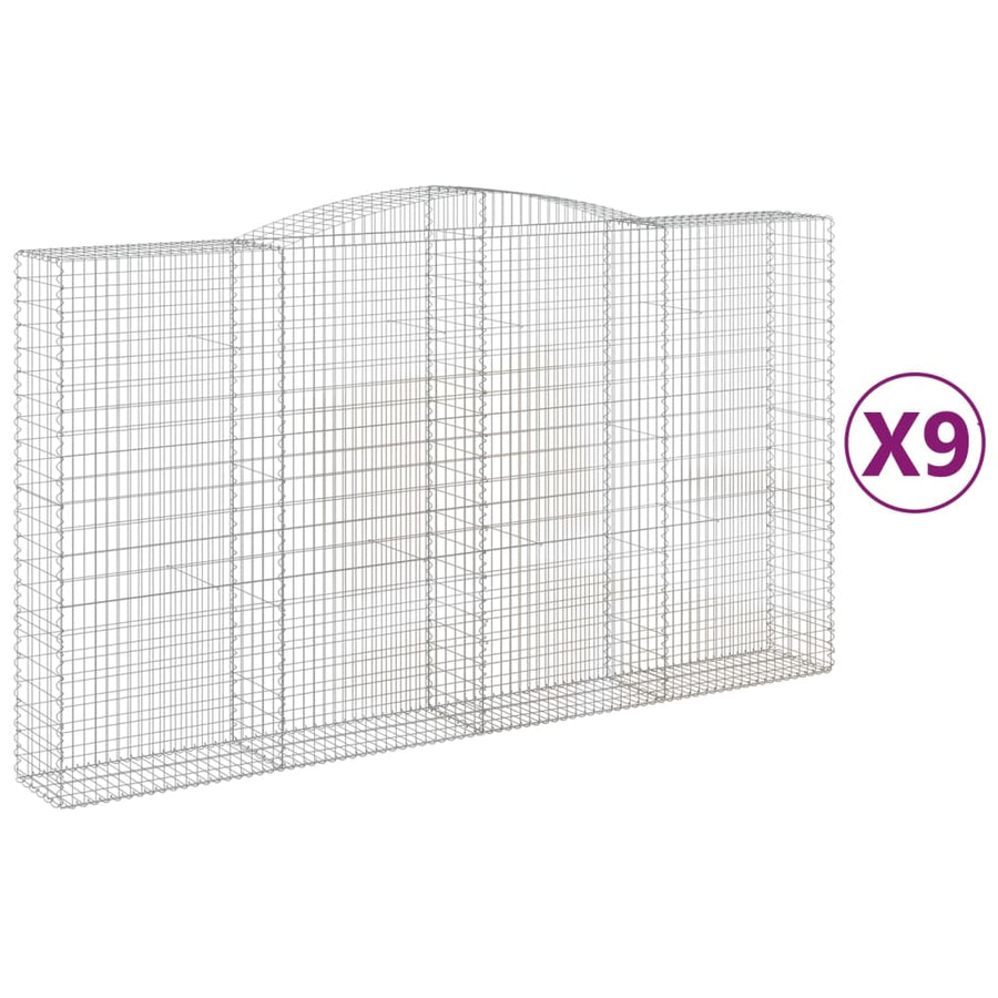 Schanskorven 9 st gewelfd 400x50x220/240 cm ijzer 9 400 x 50 x 220/240 cm