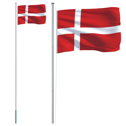 Vlag Met Vlaggenmast Denemarken 6,23 M Aluminium