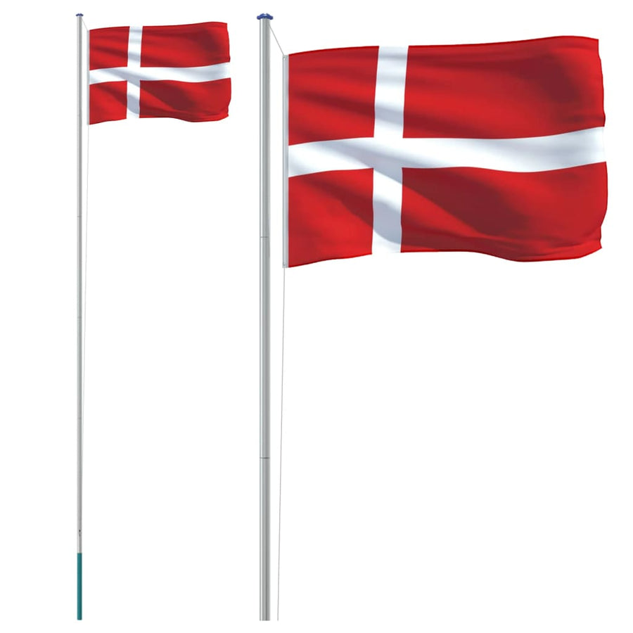 Vlag Met Vlaggenmast Denemarken 6,23 M Aluminium