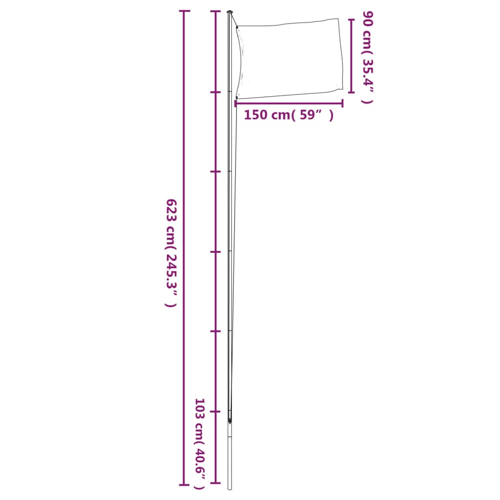 Vlag Met Vlaggenmast Denemarken 6,23 M Aluminium