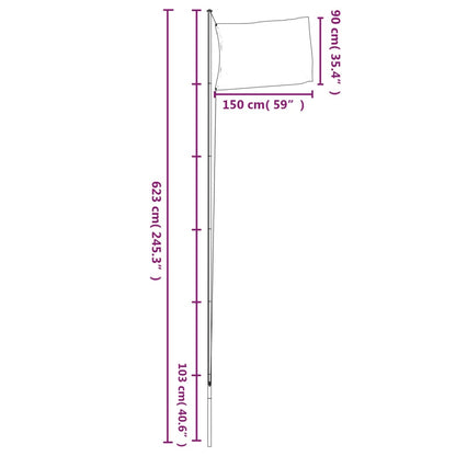 Vlag Met Vlaggenmast Denemarken 6,23 M Aluminium