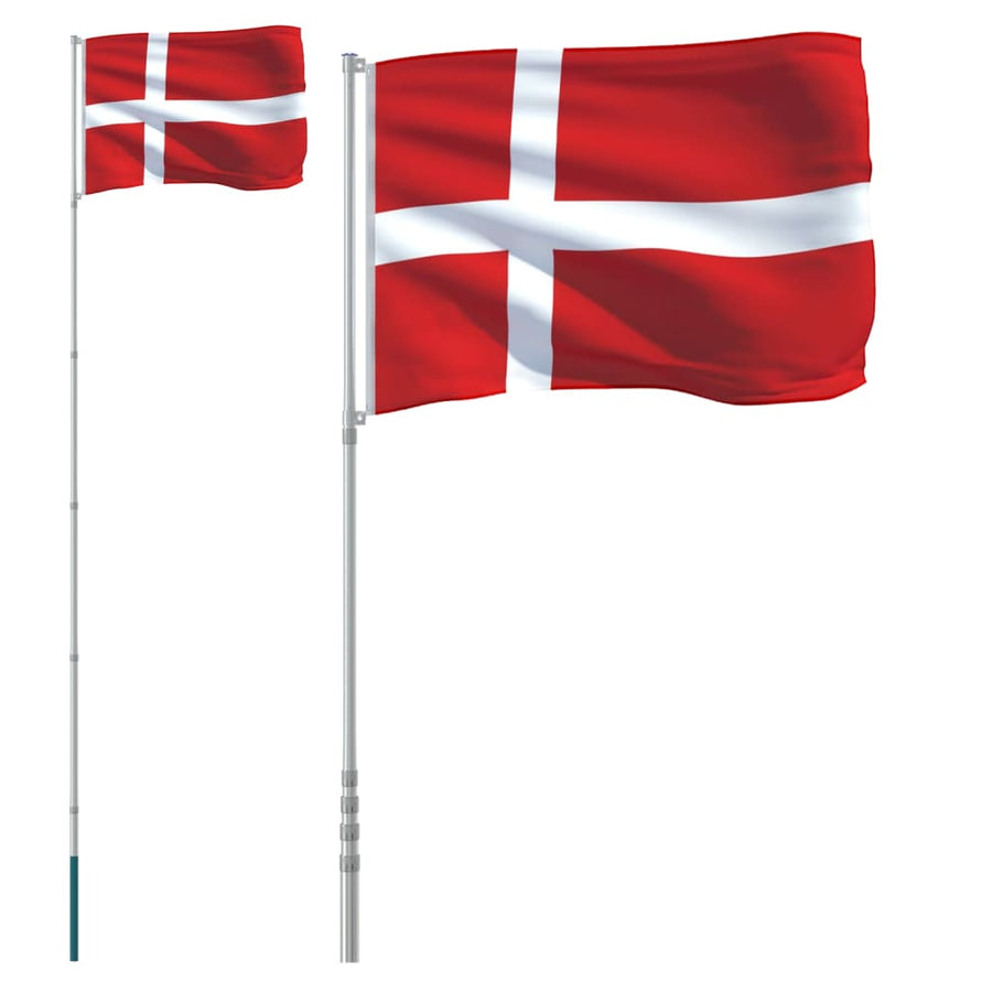 Vlag Met Vlaggenmast Denemarken 5,55 M Aluminium