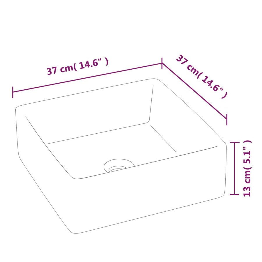 Wasbak 37X37X13 Cm Vierkant Keramiek Wit