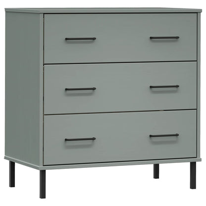 Dressoir Met 3 Lades Oslo 77X40X79,5 Cm Massief Hout Grijs