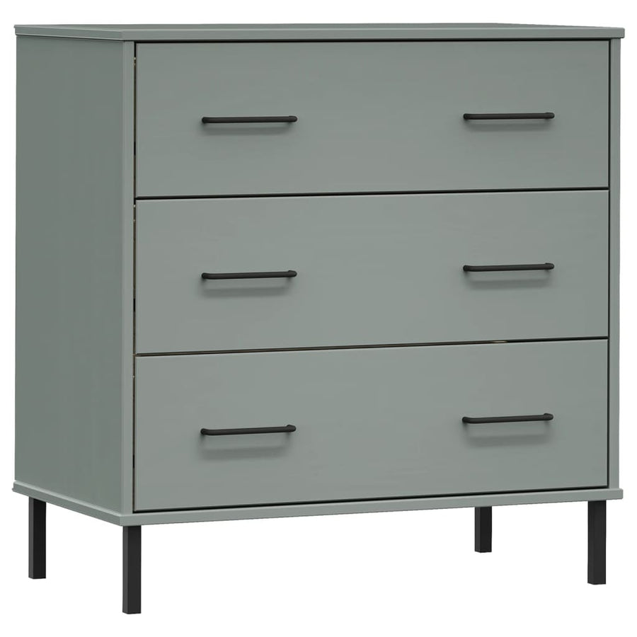 Dressoir Met 3 Lades Oslo 77X40X79,5 Cm Massief Hout Grijs