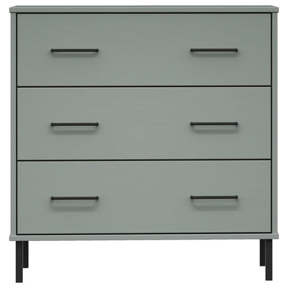 Dressoir Met 3 Lades Oslo 77X40X79,5 Cm Massief Hout Grijs