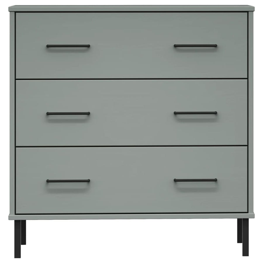 Dressoir Met 3 Lades Oslo 77X40X79,5 Cm Massief Hout Grijs