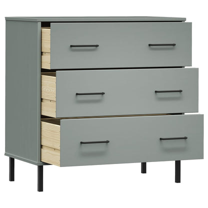 Dressoir Met 3 Lades Oslo 77X40X79,5 Cm Massief Hout Grijs