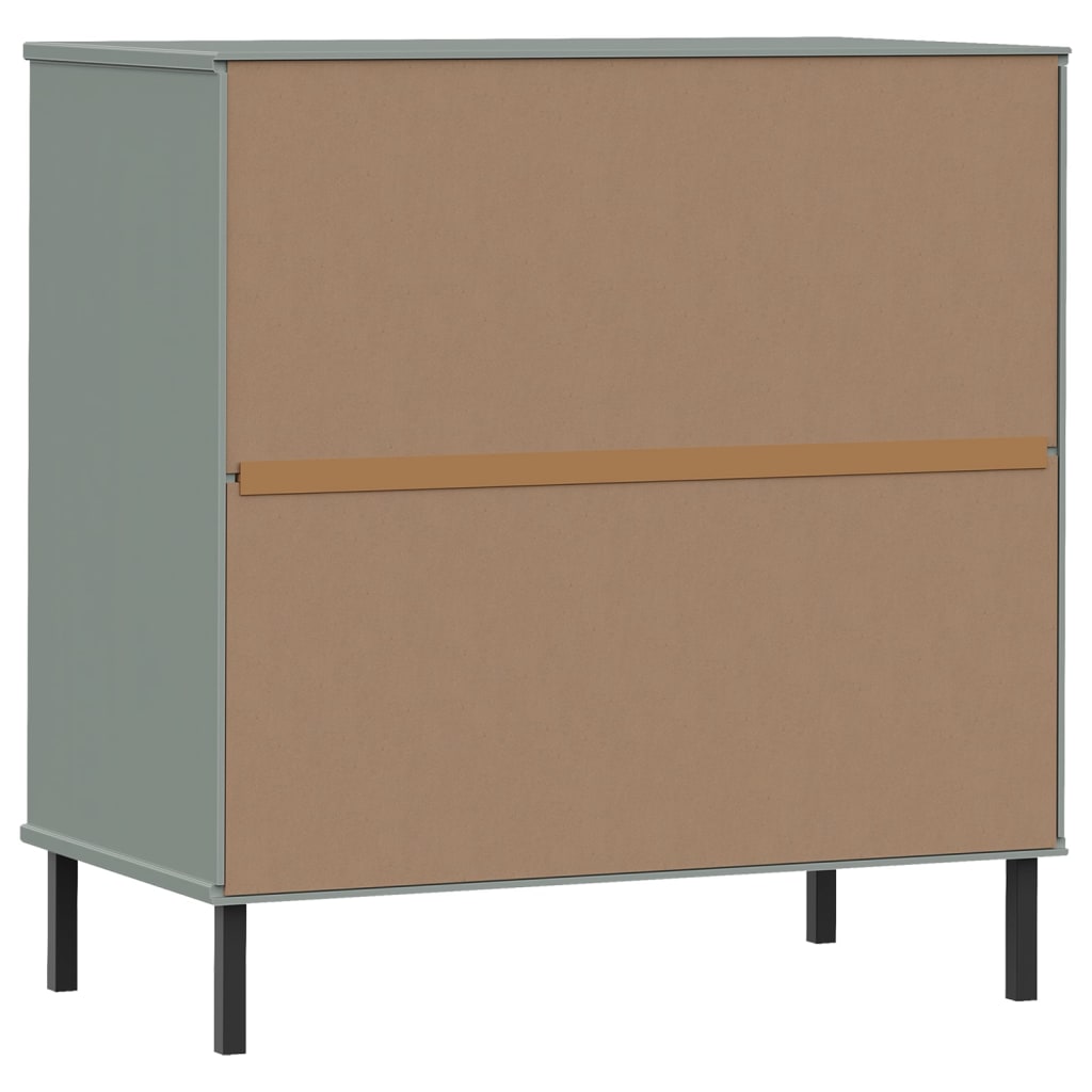 Dressoir Met 3 Lades Oslo 77X40X79,5 Cm Massief Hout Grijs