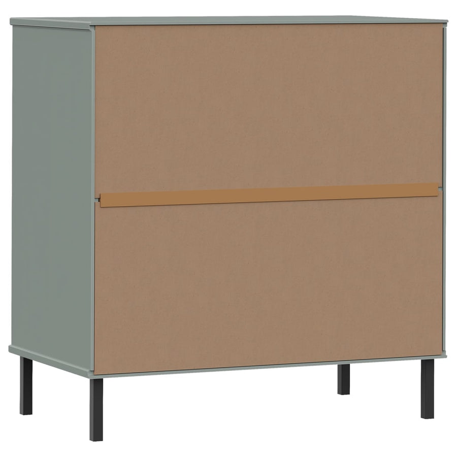 Dressoir Met 3 Lades Oslo 77X40X79,5 Cm Massief Hout Grijs