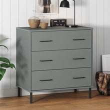 Dressoir Met 3 Lades Oslo 77X40X79,5 Cm Massief Hout Grijs