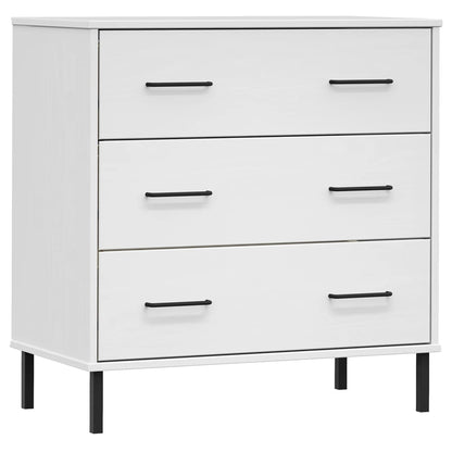 Dressoir met 3 lades OSLO 77x40x79,5 cm massief hout wit
