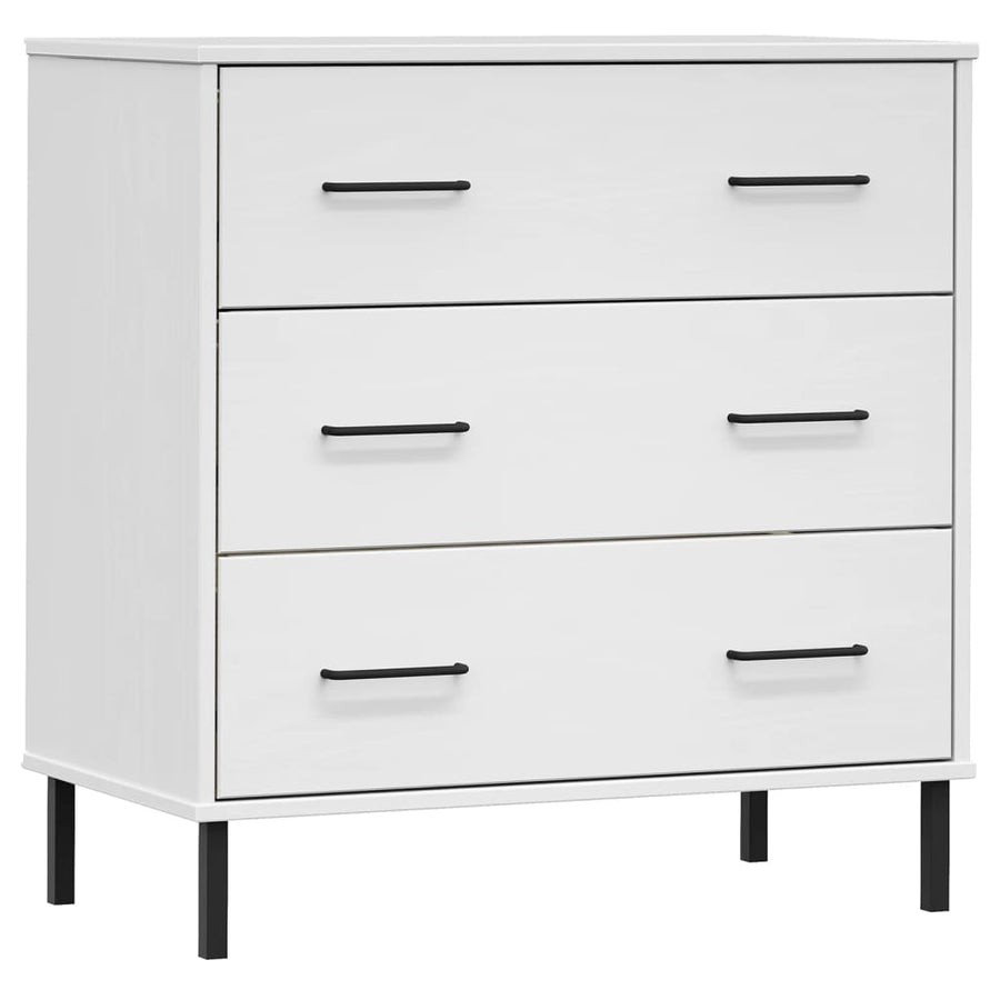 Dressoir met 3 lades OSLO 77x40x79,5 cm massief hout wit