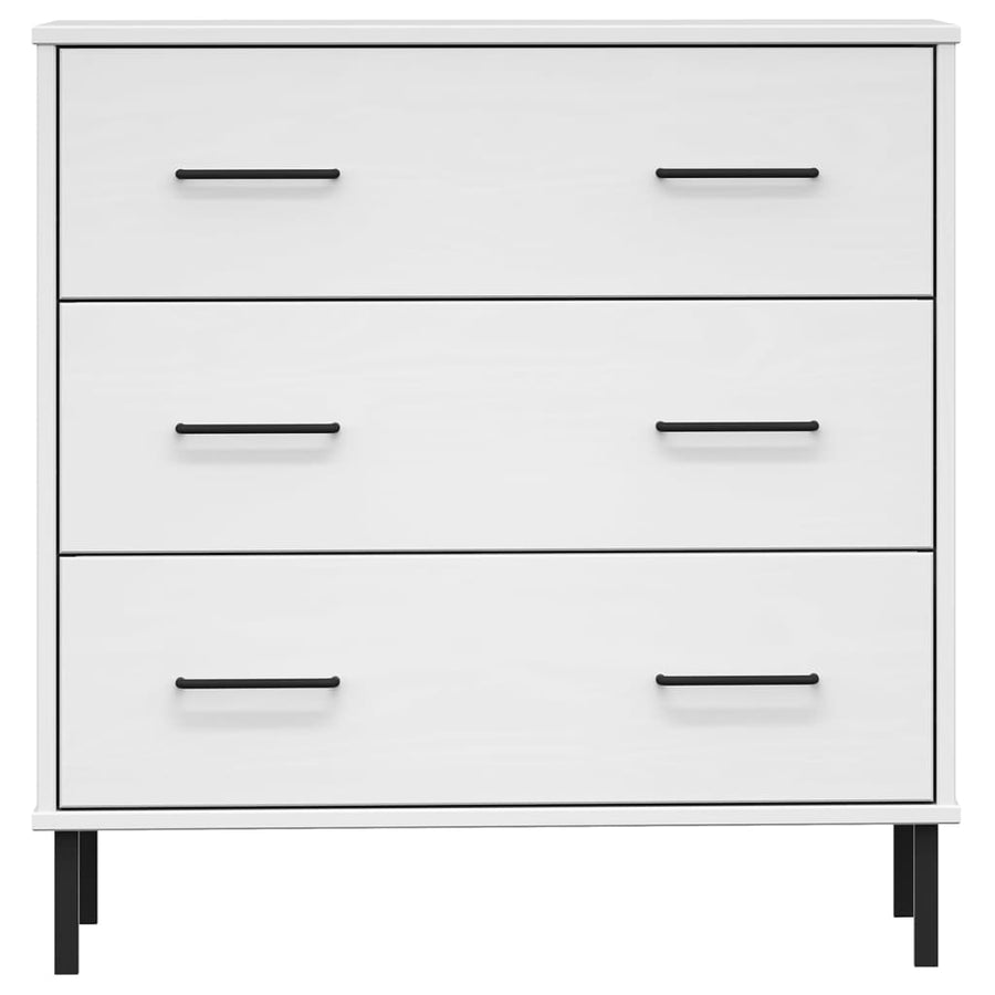 Dressoir met 3 lades OSLO 77x40x79,5 cm massief hout wit