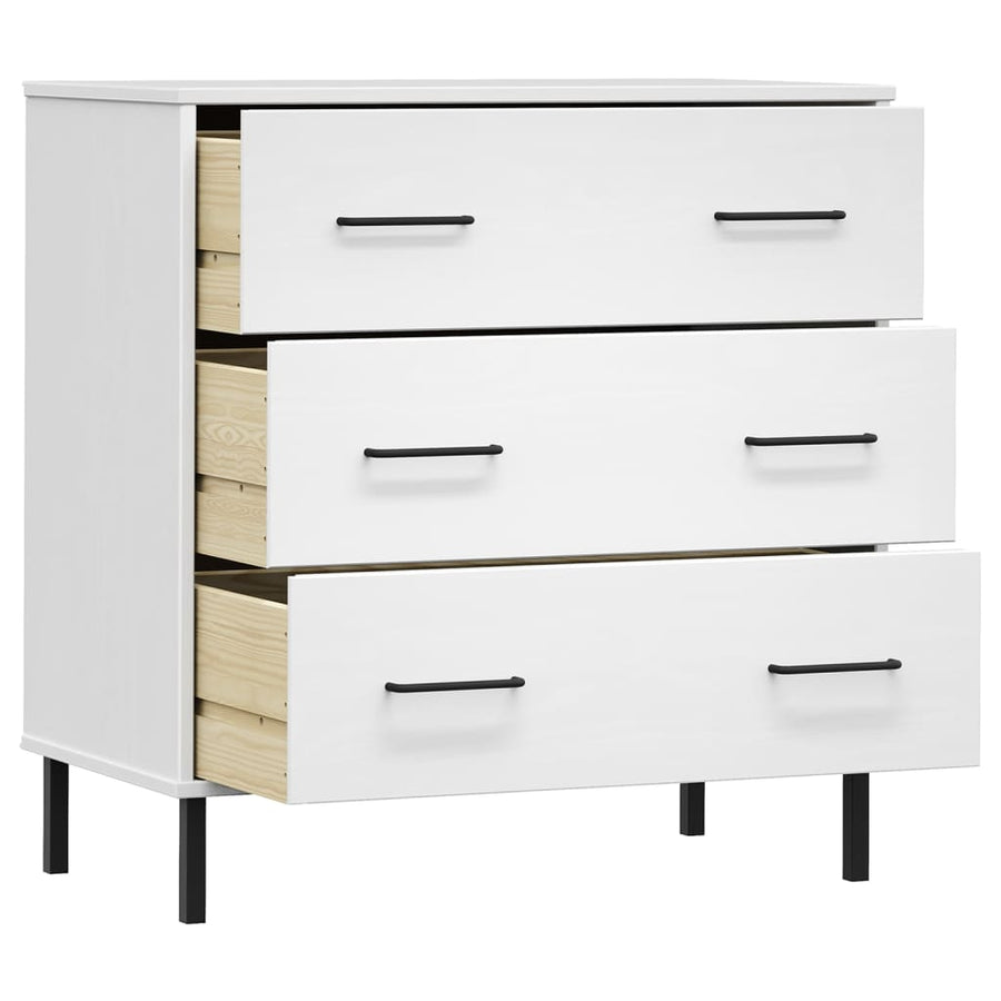 Dressoir met 3 lades OSLO 77x40x79,5 cm massief hout wit
