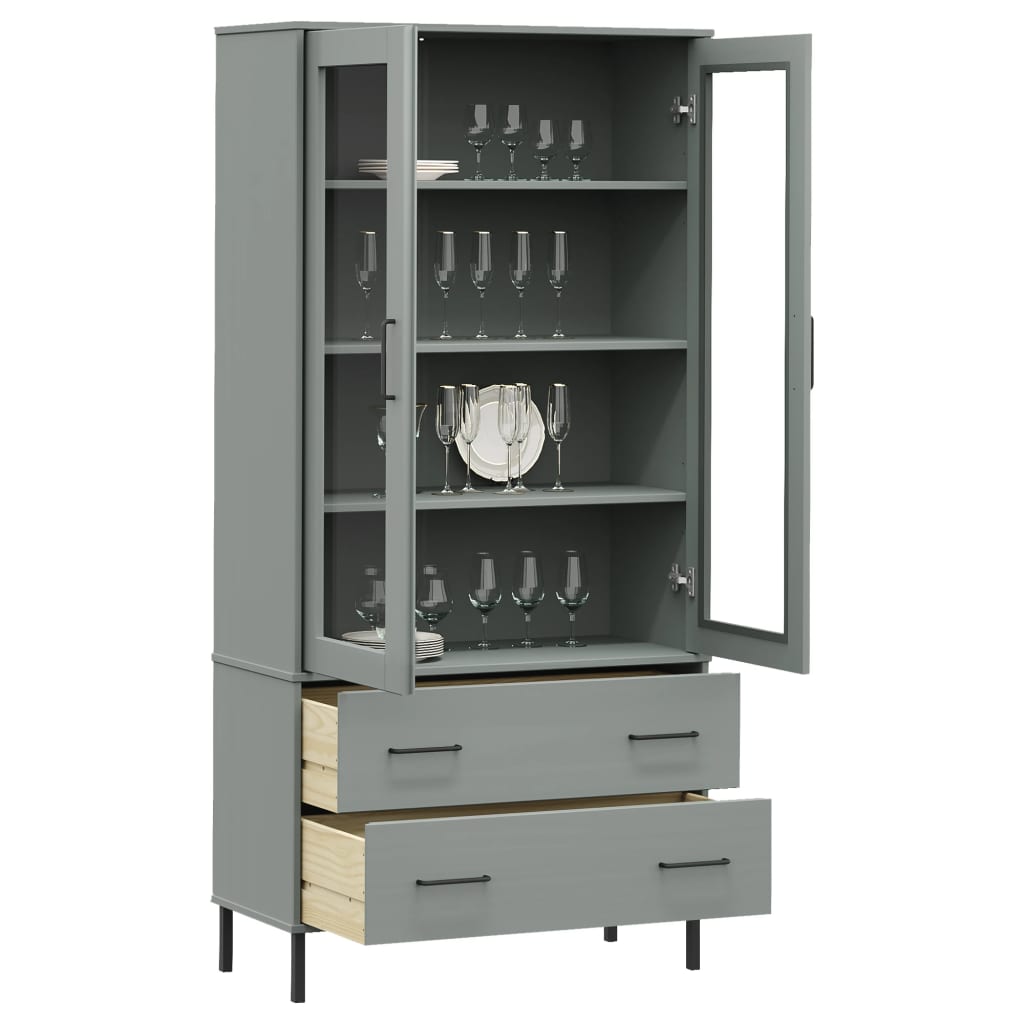 Boekenkast Met Metalen Poten Oslo 85X35X172,5 Cm Hout Grijs