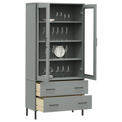 Boekenkast Met Metalen Poten Oslo 85X35X172,5 Cm Hout Grijs
