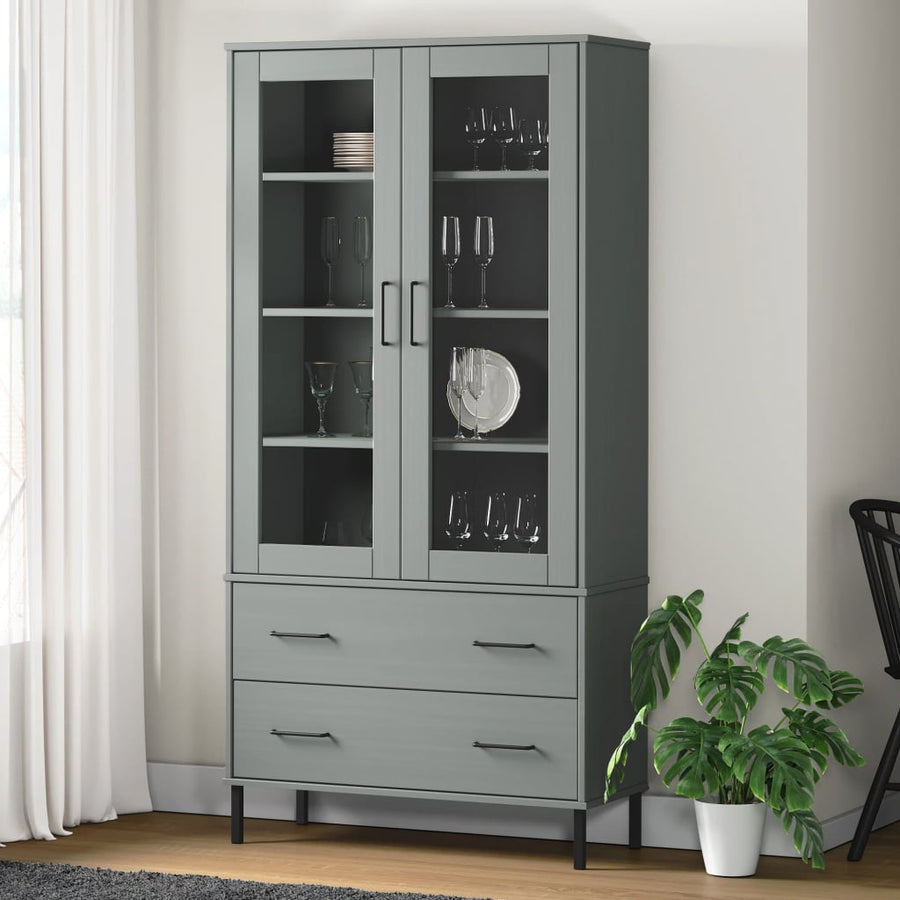 Boekenkast Met Metalen Poten Oslo 85X35X172,5 Cm Hout Grijs