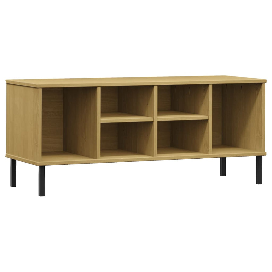 Schoenenrek Met Metalen Poten Oslo 106X35X45Cm Grenenhout Bruin