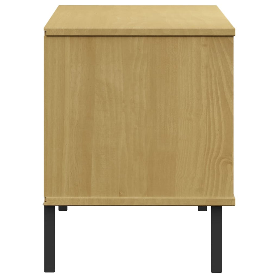 Schoenenrek Met Metalen Poten Oslo 106X35X45Cm Grenenhout Bruin