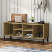 Schoenenrek 106x35x45 cm grenenhout metaal bruin
