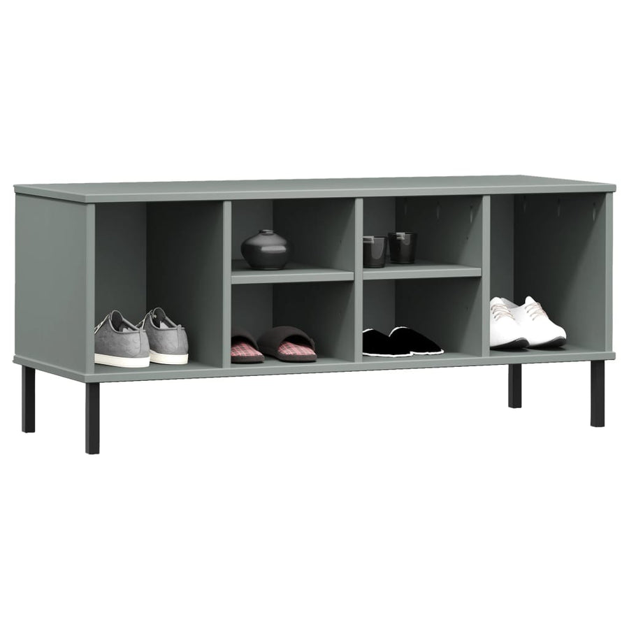 Schoenenrek Met Metalen Poten Oslo 106X35X45 Cm Grenen Grijs