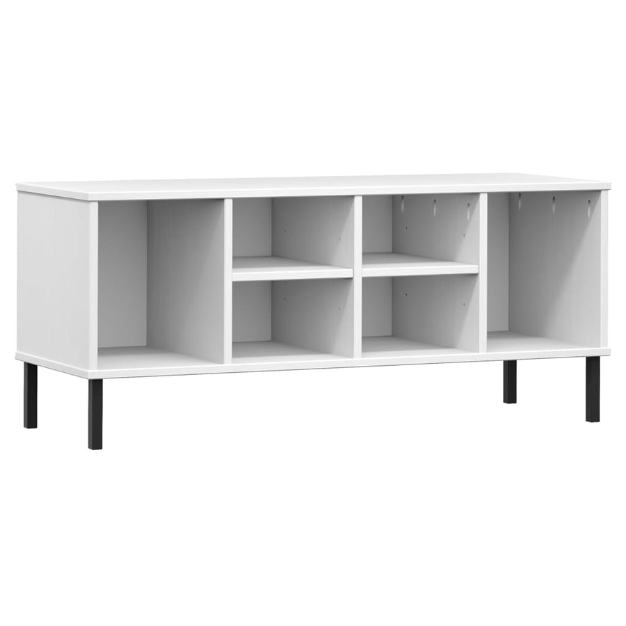 Schoenenrek Met Metalen Poten Oslo 106X35X45 Cm Grenenhout Wit