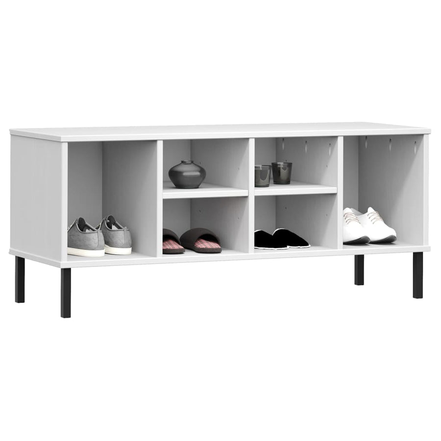 Schoenenrek Met Metalen Poten Oslo 106X35X45 Cm Grenenhout Wit