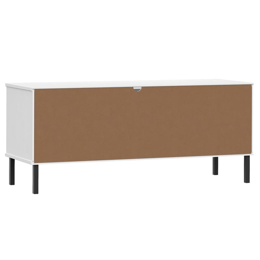 Schoenenrek Met Metalen Poten Oslo 106X35X45 Cm Grenenhout Wit