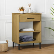 Wandkast massief grenenhout bruin 50x35x70 cm