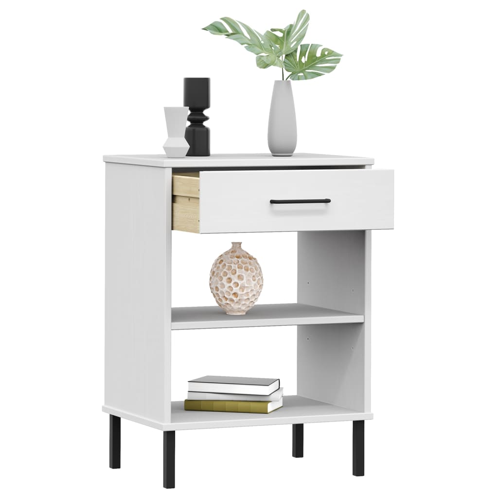 Wandkast Met Metalen Poten Oslo Massief Grenenhout Wit