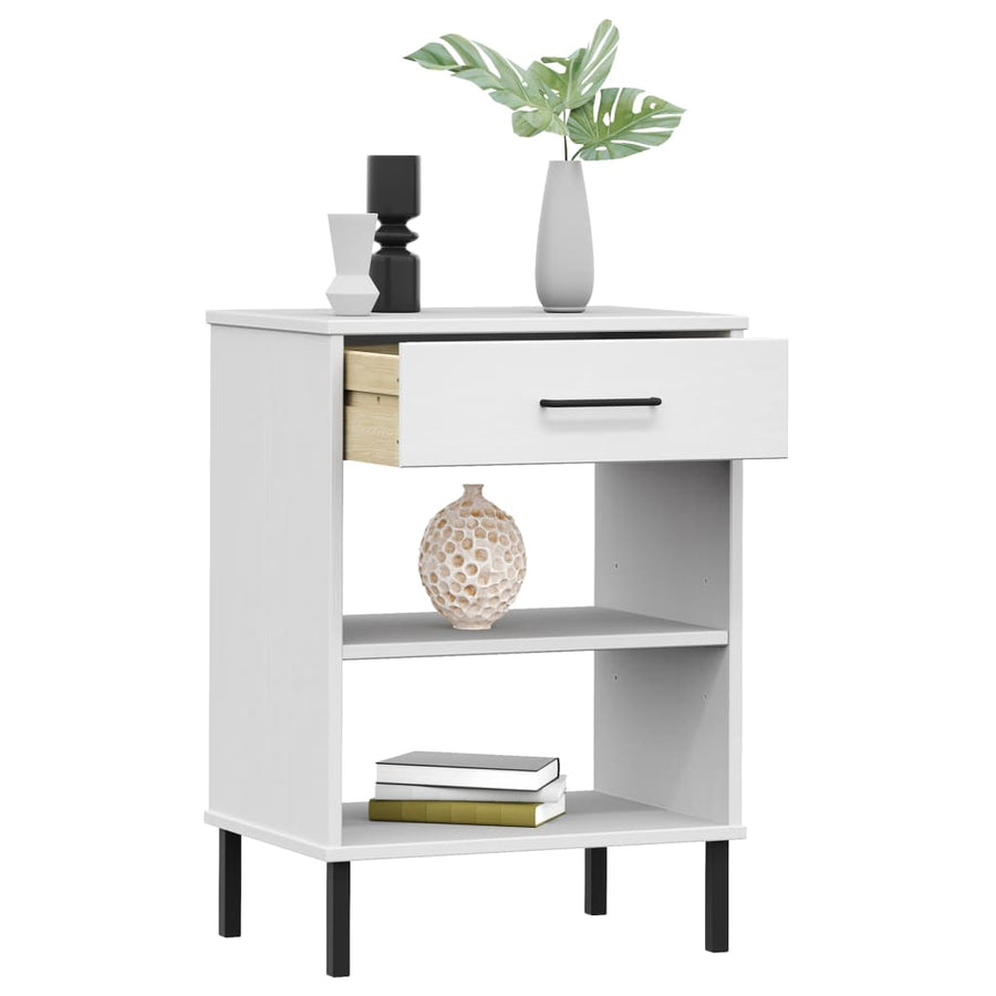 Wandkast Met Metalen Poten Oslo Massief Grenenhout Wit