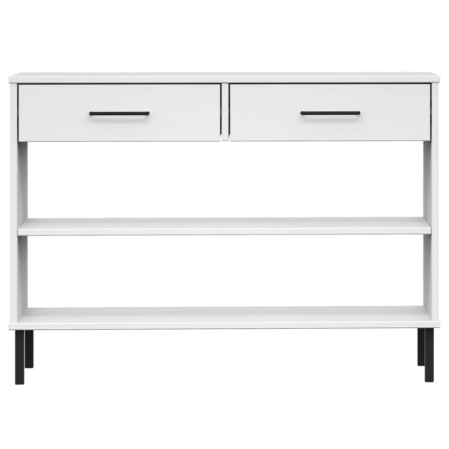 Wandkast met metalen poten OSLO massief grenenhout wit